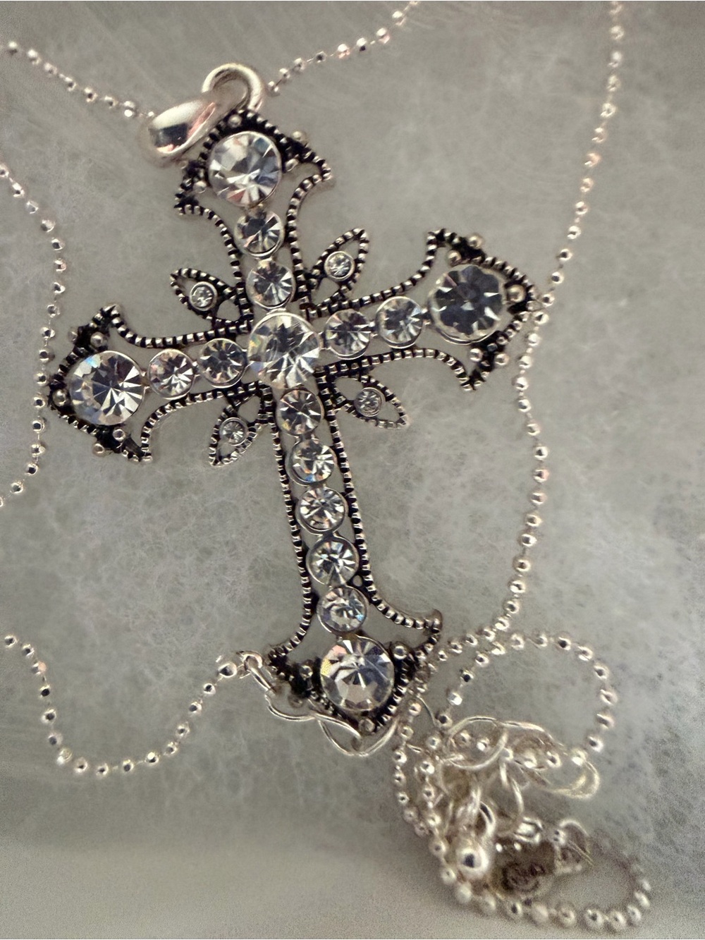Premier Designs Silver Crystal Cross Pendant Necklace